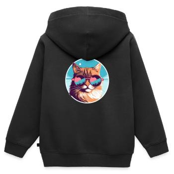 Sun-Purred Kitty Gleam - Kinder Premium Organic Zip Hoodie - Schwarz - Hinten - AI Model Kid Male (0cm)