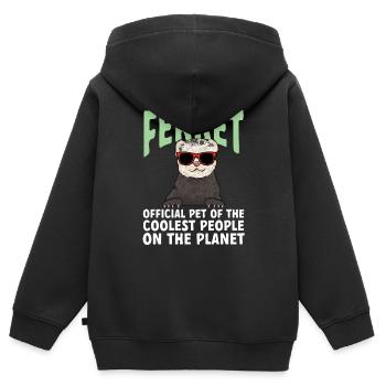 Furet, propriétaire de furet - Sweat Premium à capuche zippé enfant bio - noir - Dos - AI Model Kid Male (0cm)