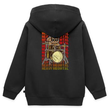 Heavy Meowtal Katze Heavy Metal Rock Headbanger Ro - Kinder Premium Organic Zip Hoodie - Schwarz - Hinten - AI Model Kid Male (0cm)