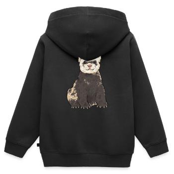Furet, propriétaire de furet - Sweat Premium à capuche zippé enfant bio - noir - Dos - AI Model Kid Male (0cm)