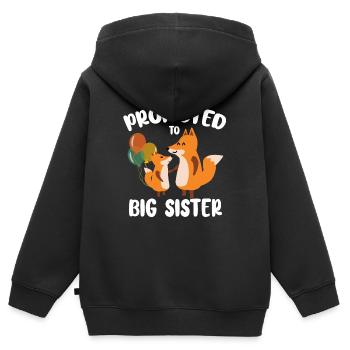 Promoted To Big Sister For Girls And Cute Fox - Kids Premium Organic Zip-up Hoodie - black - Back - AI Model Kid Male (0cm)