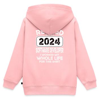 Retired Software developer 2024 - Kids Premium Organic Zip-up Hoodie - rose - Back - AI Model Kid Female (0cm)