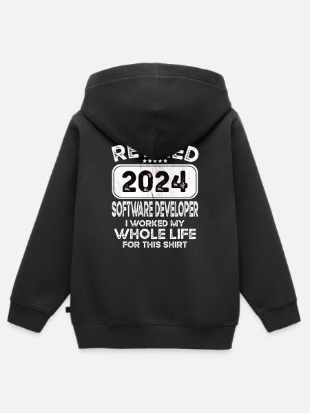 Retired Software developer 2024 - Kinder Premium Organic Zip Hoodie - Schwarz