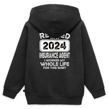 Retired Insurance agent 2024 - Kinder Premium Organic Zip Hoodie - Schwarz - Hinten - AI Model Kid Male (0cm)