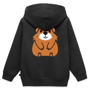 Simple Marmotte - Sweat Premium à capuche zippé enfant bio - noir - Dos - AI Model Kid Male (0cm)
