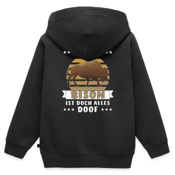 OHNE BISON ALLES DOOF - Kinder Premium Organic Zip Hoodie - Schwarz - Hinten - AI Model Kid Male (0cm)