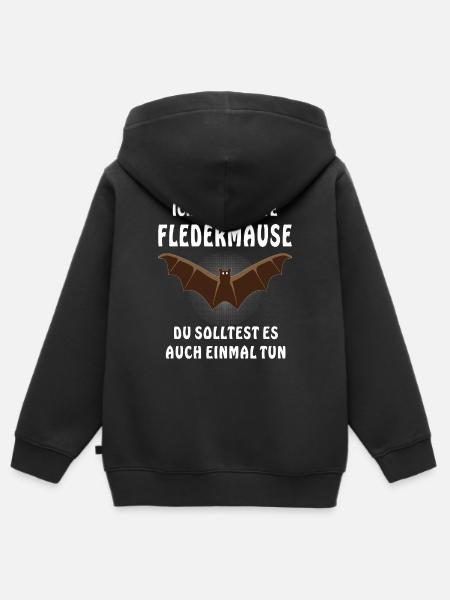 ICH BEOBACHTE FLEDERMÄUSE - Kinder Premium Organic Zip Hoodie - Schwarz