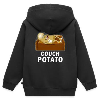 COUCH POTATO - Kinder Premium Organic Zip Hoodie - Schwarz - Hinten - AI Model Kid Male (0cm)