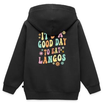 Langos - Ungarische Küche - Kinder Premium Organic Zip Hoodie - Schwarz - Hinten - AI Model Kid Male (0cm)