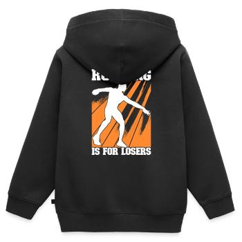 Lancer du disque Lancer du disque - Sweat Premium à capuche zippé enfant bio - noir - Dos - AI Model Kid Male (0cm)