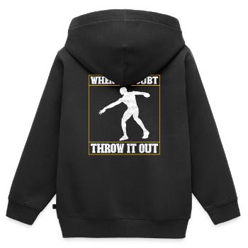 Lancer du disque Lancer du disque - Sweat Premium à capuche zippé enfant bio - noir - Dos - AI Model Kid Male (0cm)
