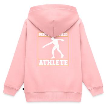 Diskuswerfer Diskuswerfen - Kinder Premium Organic Zip Hoodie - Rosa - Hinten - AI Model Kid Female (0cm)
