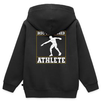 Lancer du disque Lancer du disque - Sweat Premium à capuche zippé enfant bio - noir - Dos - AI Model Kid Male (0cm)