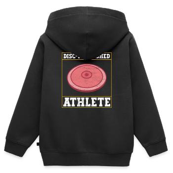 Lancer du disque Lancer du disque - Sweat Premium à capuche zippé enfant bio - noir - Dos - AI Model Kid Male (0cm)