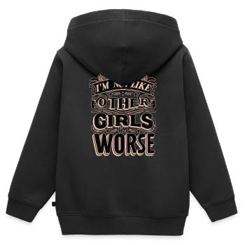 Je ne suis pas comme les autres filles, je suis pire - Sweat Premium à capuche zippé enfant bio - noir - Dos - AI Model Kid Male (0cm)