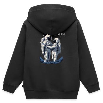 Verliebtes Astronautenpaar - Kinder Premium Organic Zip Hoodie - Schwarz - Hinten - AI Model Kid Male (0cm)
