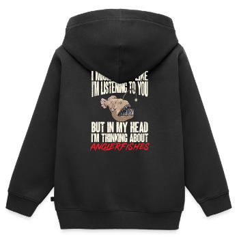 Frogfish Deep Sea Angler Angler Fish - Kids Premium Organic Zip-up Hoodie - black - Back - AI Model Kid Male (0cm)