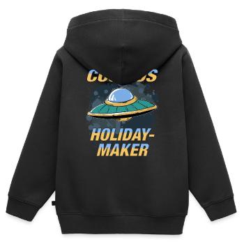 OVNI COSMOS VACANCIER - Sweat Premium à capuche zippé enfant bio - noir - Dos - AI Model Kid Male (0cm)