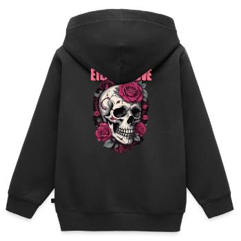 Ewige Liebe - Totenkopf - Kinder Premium Organic Zip Hoodie - Schwarz - Hinten - AI Model Kid Male (0cm)