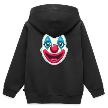 La joie du carnaval à l’état pur : un visage de clown pour s’amuser - Sweat Premium à capuche zippé enfant bio - noir - Dos - AI Model Kid Male (0cm)