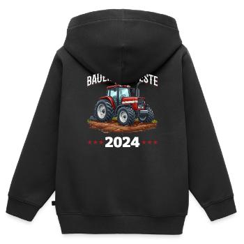 Unité et détermination dans l’agriculture - Sweat Premium à capuche zippé enfant bio - noir - Dos - AI Model Kid Male (0cm)