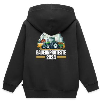 Einheit und Entschlossenheit in der Landwirtschaft - Kinder Premium Organic Zip Hoodie - Schwarz - Hinten - AI Model Kid Male (0cm)