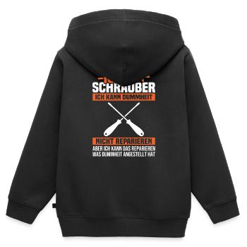 Ich bin Schrauber, ich Dummheit nicht reparieren - Kinder Premium Organic Zip Hoodie - Schwarz - Hinten - AI Model Kid Male (0cm)