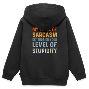Sarkastisch Humor Mein Maß an Sarkasmus Lustig - Kinder Premium Organic Zip Hoodie - Schwarz - Hinten - AI Model Kid Male (0cm)