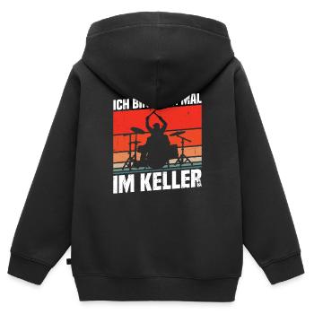 Ich bin dann mal im Keller - Kinder Premium Organic Zip Hoodie - Schwarz - Hinten - AI Model Kid Male (0cm)