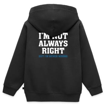 Ich habe nicht immer Recht - Kinder Premium Organic Zip Hoodie - Schwarz - Hinten - AI Model Kid Male (0cm)