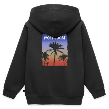 Côte d’Ivoire Afrique coucher de soleil vacances Souvenir Palm - Sweat Premium à capuche zippé enfant bio - noir - Dos - AI Model Kid Male (0cm)