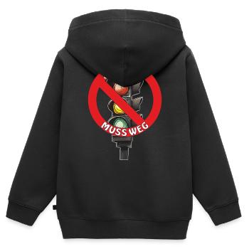 LES FEUX DE CIRCULATION DOIVENT ÊTRE RETIRÉS 2 - Sweat Premium à capuche zippé enfant bio - noir - Dos - AI Model Kid Male (0cm)