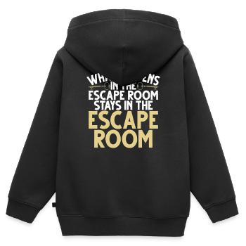 Salle d’évasion - Sweat Premium à capuche zippé enfant bio - noir - Dos - AI Model Kid Male (0cm)