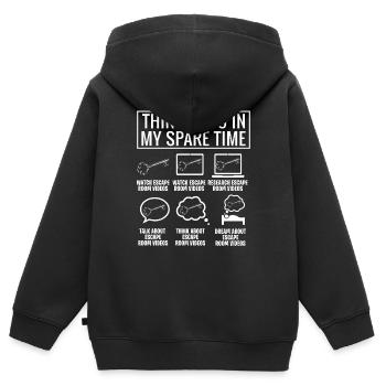 Salle d’évasion - Sweat Premium à capuche zippé enfant bio - noir - Dos - AI Model Kid Male (0cm)