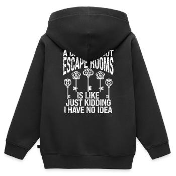 Salle d’évasion - Sweat Premium à capuche zippé enfant bio - noir - Dos - AI Model Kid Male (0cm)