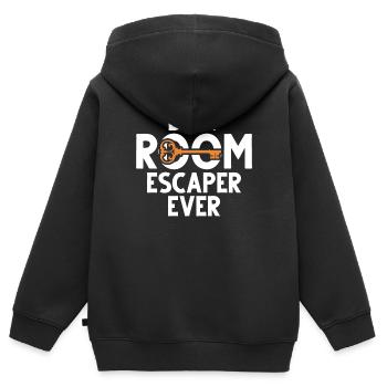 Salle d’évasion - Sweat Premium à capuche zippé enfant bio - noir - Dos - AI Model Kid Male (0cm)