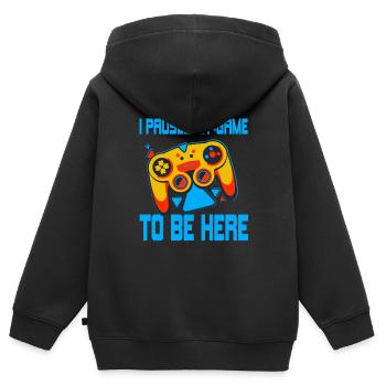 Gamer Pause Engagement – Spielecontroller Design - Kinder Premium Organic Zip Hoodie - Schwarz - Hinten - AI Model Kid Male (0cm)