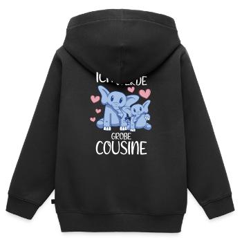 Bald Cousine Baby Elefanten - Ich werde große - Kinder Premium Organic Zip Hoodie - Schwarz - Hinten - AI Model Kid Male (0cm)