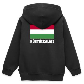 kaminkucKürtőskalács Ungarische Fahne - Kinder Premium Organic Zip Hoodie - Schwarz - Hinten - AI Model Kid Male (0cm)