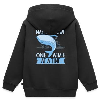 Baleines Baleine - Sweat Premium à capuche zippé enfant bio - noir - Dos - AI Model Kid Male (0cm)