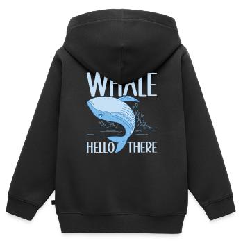Baleines Baleine - Sweat Premium à capuche zippé enfant bio - noir - Dos - AI Model Kid Male (0cm)