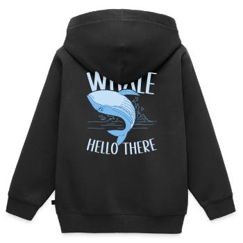 Baleines Baleine - Sweat Premium à capuche zippé enfant bio - noir - Dos - AI Model Kid Male (0cm)