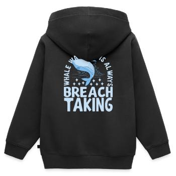 Baleines Baleine - Sweat Premium à capuche zippé enfant bio - noir - Dos - AI Model Kid Male (0cm)