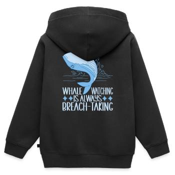 Baleines Baleine - Sweat Premium à capuche zippé enfant bio - noir - Dos - AI Model Kid Male (0cm)