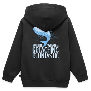 Baleines Baleine - Sweat Premium à capuche zippé enfant bio - noir - Dos - AI Model Kid Male (0cm)