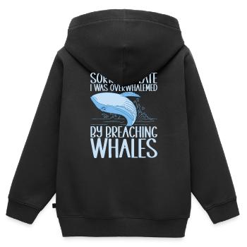 Baleines Baleine - Sweat Premium à capuche zippé enfant bio - noir - Dos - AI Model Kid Male (0cm)
