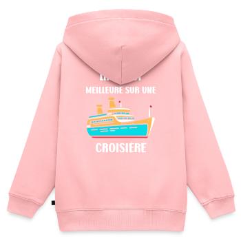 La vie est meilleure sur une Croisière - Sweat Premium à capuche zippé enfant bio - rose - Dos - AI Model Kid Female (0cm)
