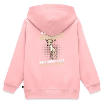 Hund Whippet - Kinder Premium Organic Zip Hoodie - Rosa - Hinten - AI Model Kid Female (0cm)
