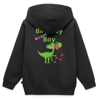 Birthday Boy roar! Dinosaurier Geburtstag Junge - Kinder Premium Organic Zip Hoodie - Schwarz - Hinten - AI Model Kid Male (0cm)