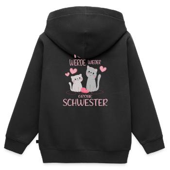 Bald Wieder Große Schwester Verkünden Katzen - Kinder Premium Organic Zip Hoodie - Schwarz - Hinten - AI Model Kid Male (0cm)